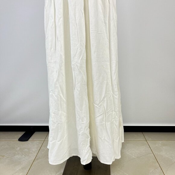 NWOT Farm Rio Linen Blend White Sleeveless Maxi Dress Size L - Picture 4 of 12